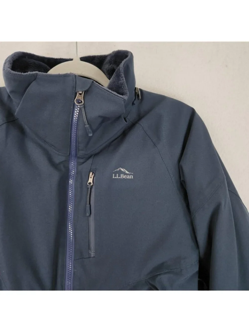 LL Bean Jacket Kids 10-12 Blue Insulated Softshell Fleece Lined TEK Winter Ski